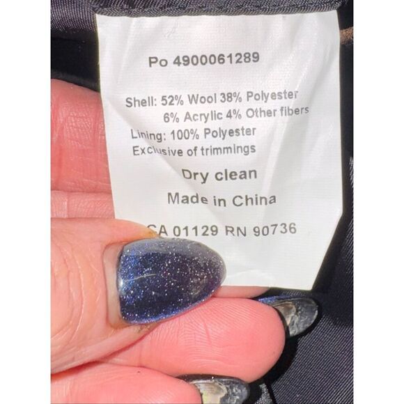 LAUREN RALPH LAUREN Jake black Hidden Button Wool Blend Overcoat jacket size 46L - Picture 7 of 8